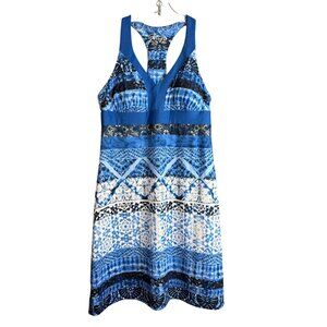 Athletic Blue White Black Racerback Knit Dress
